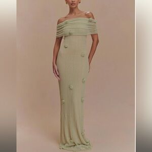 Meshki Brynn Orchid Knit Maxi Dress - Pastel Green NEW with tags
